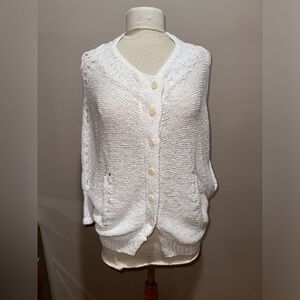 Inhabit white knitted sweater top blouse cotton jacket